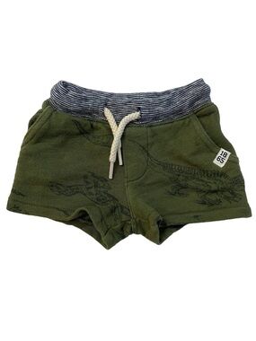 Carter’s Baby Shorts Olive Army Green Dinosaur Print Elastic Waist Size 3 Months
